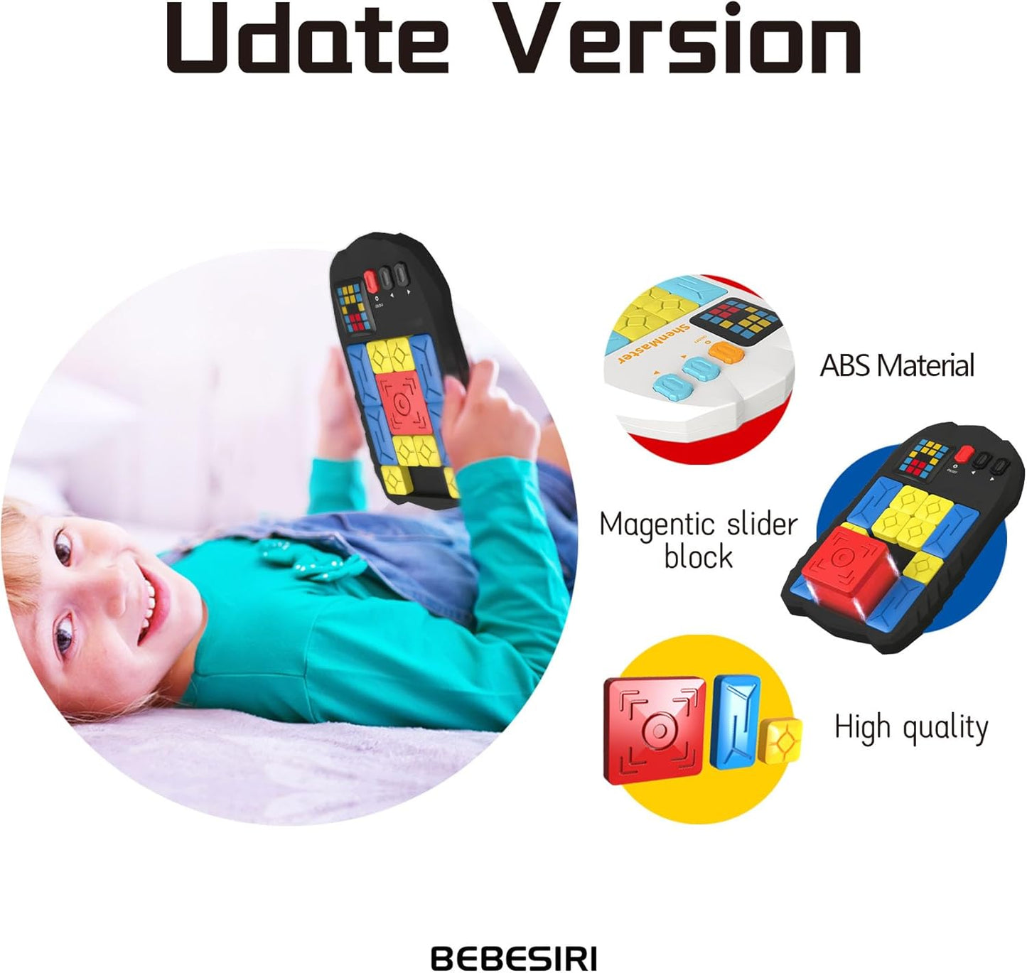 Super Slide Puzzle Game - 500+ Levels Brain Teaser | Electronic Sliding Puzzle Toy for All Ages | Fun Unblocking Logic Game for Kids & Adults (Classic-White)