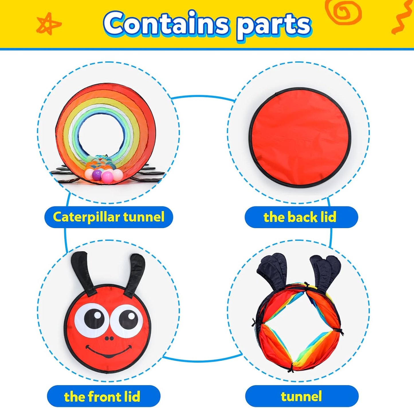 Moncoland Kids Play Tunnel for Toddlers, 6-ft Colorful Pop Up Crawl Through Tunnel Play Tent for Baby or Dog Cat, Collapsible Gift for Boy Girl Games Indoor Outdoor Toys