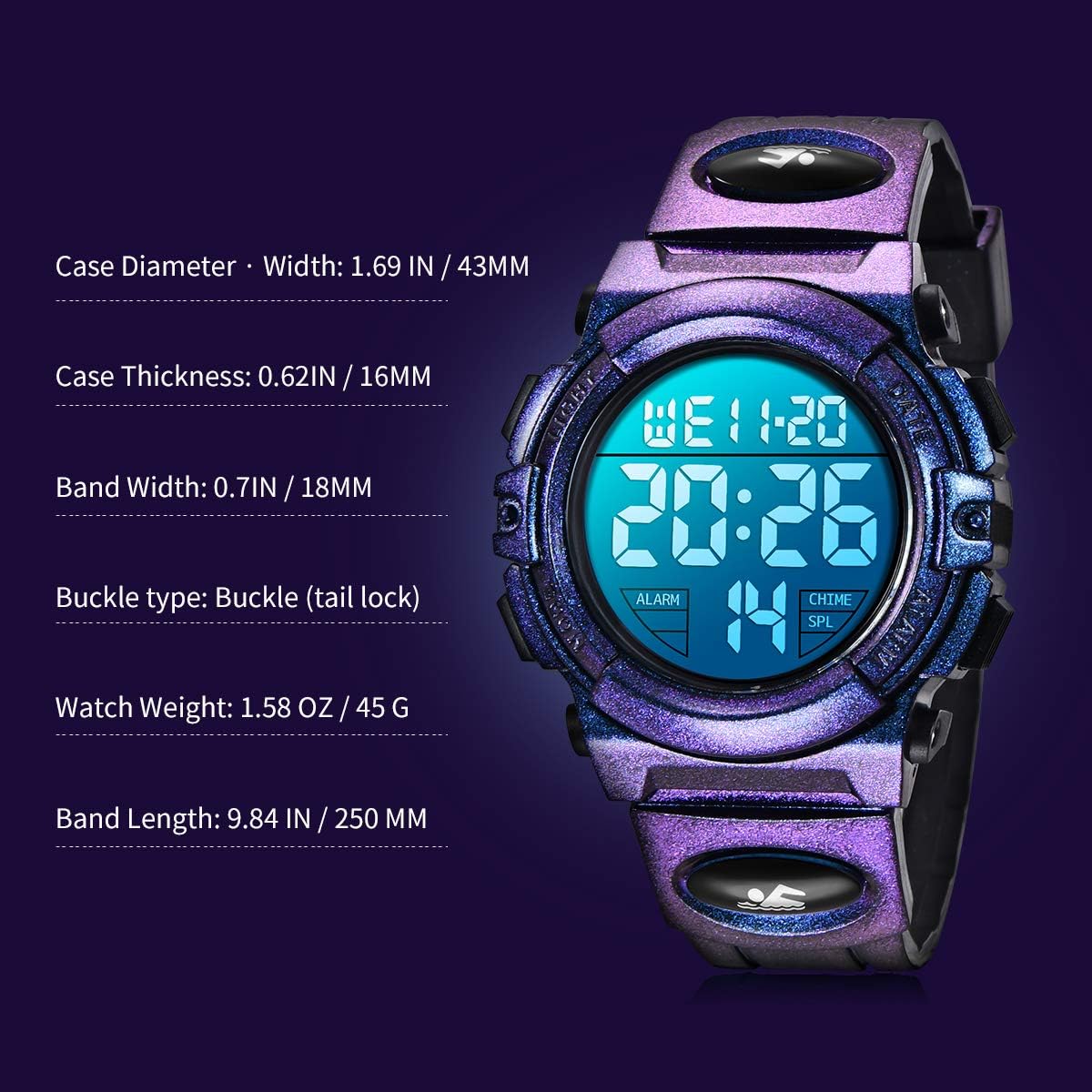 Kids Watch,Boys Watch for 3-15 Year Old Boys,Digital Sport Outdoor Multifunctional Chronograph LED 50 M Waterproof Alarm Calendar Analog Watch for Children with Silicone Band,Kids Gift
