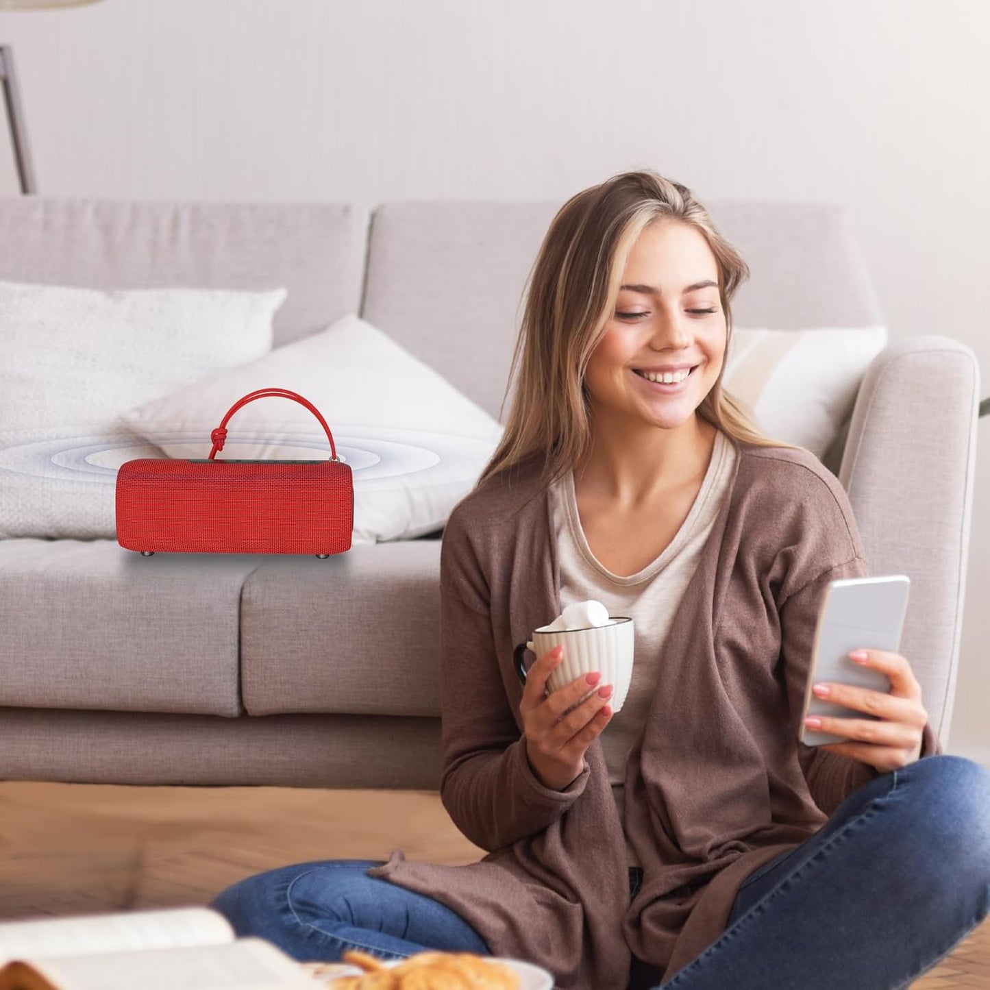 Bluetooth Speaker, Portable Wireless Clear Loud Stereo Sound IPX5 Waterproof with RGB Lights BT5.3 Long Playtime TWS Pairing,for Home Party Outdoor Beach,Great Gift Choice (Red)