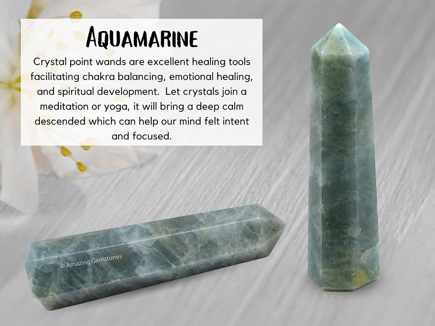 Aquamarine Crystal Towers ~ Natural Healing Crystal Point Obelisk for Reiki Healing and Crystal Grid (3- Inch)