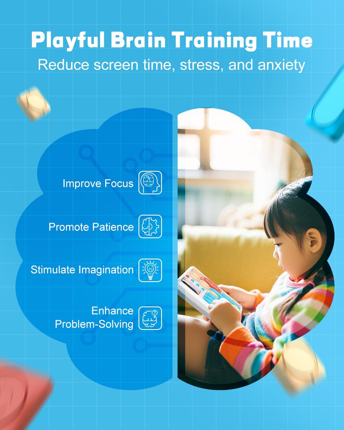 Super Slide Puzzle Games, Handheld Electronic Brain Teaser with 500+ Challenges 7 Levels for Boys, Girls, Adults - Portable Learning Toys Birthday Gifts for Travel, Road Trip, Easter Basket