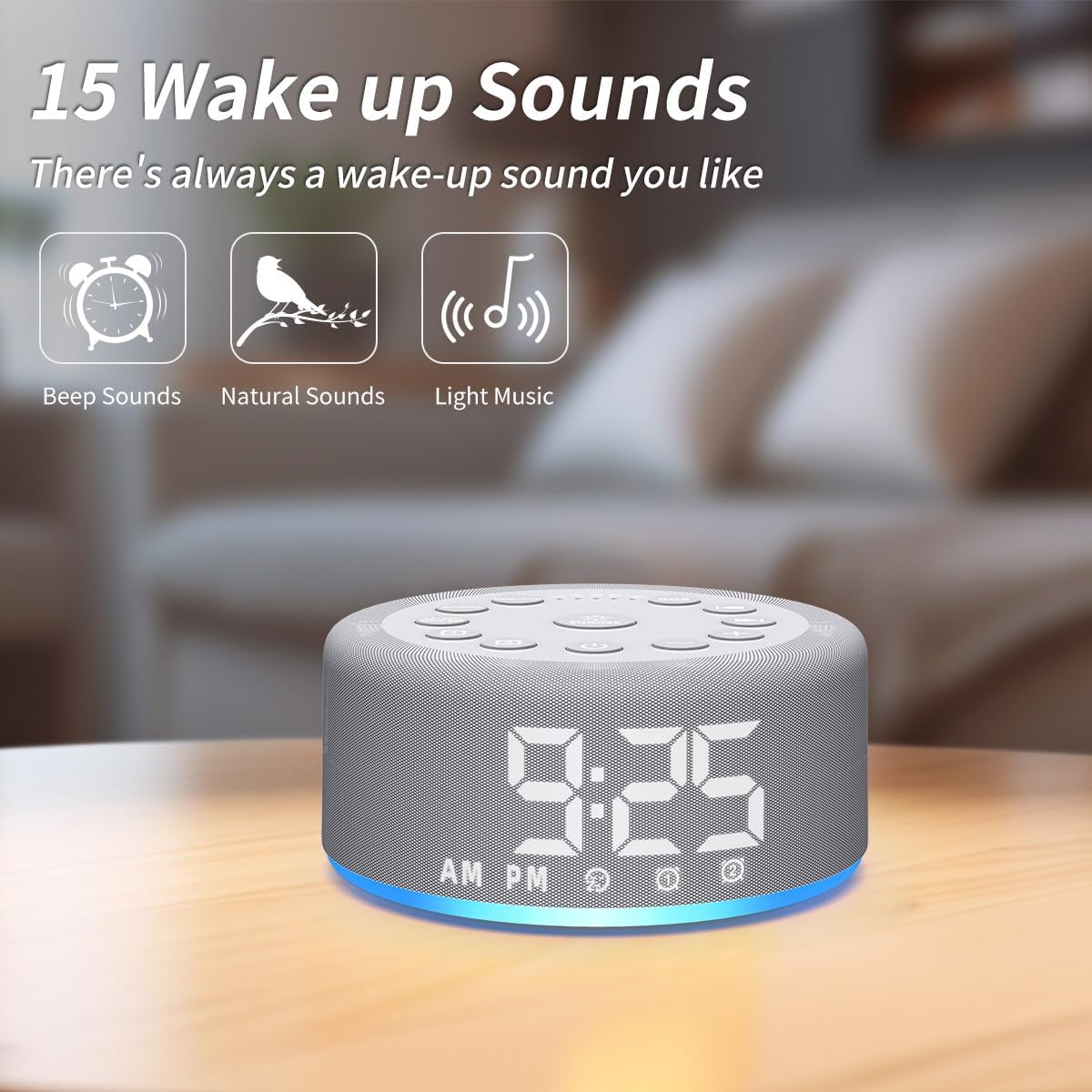 Upgraded 【3 in 1】 White Noise Sound Machine Alarm Clock Night Light with Double Alarms Backup Battery 30 Sleeping Sounds for Baby Kids Adults 32 Level Volume 5 Timers Memory Function 15 Wake Up Sounds
