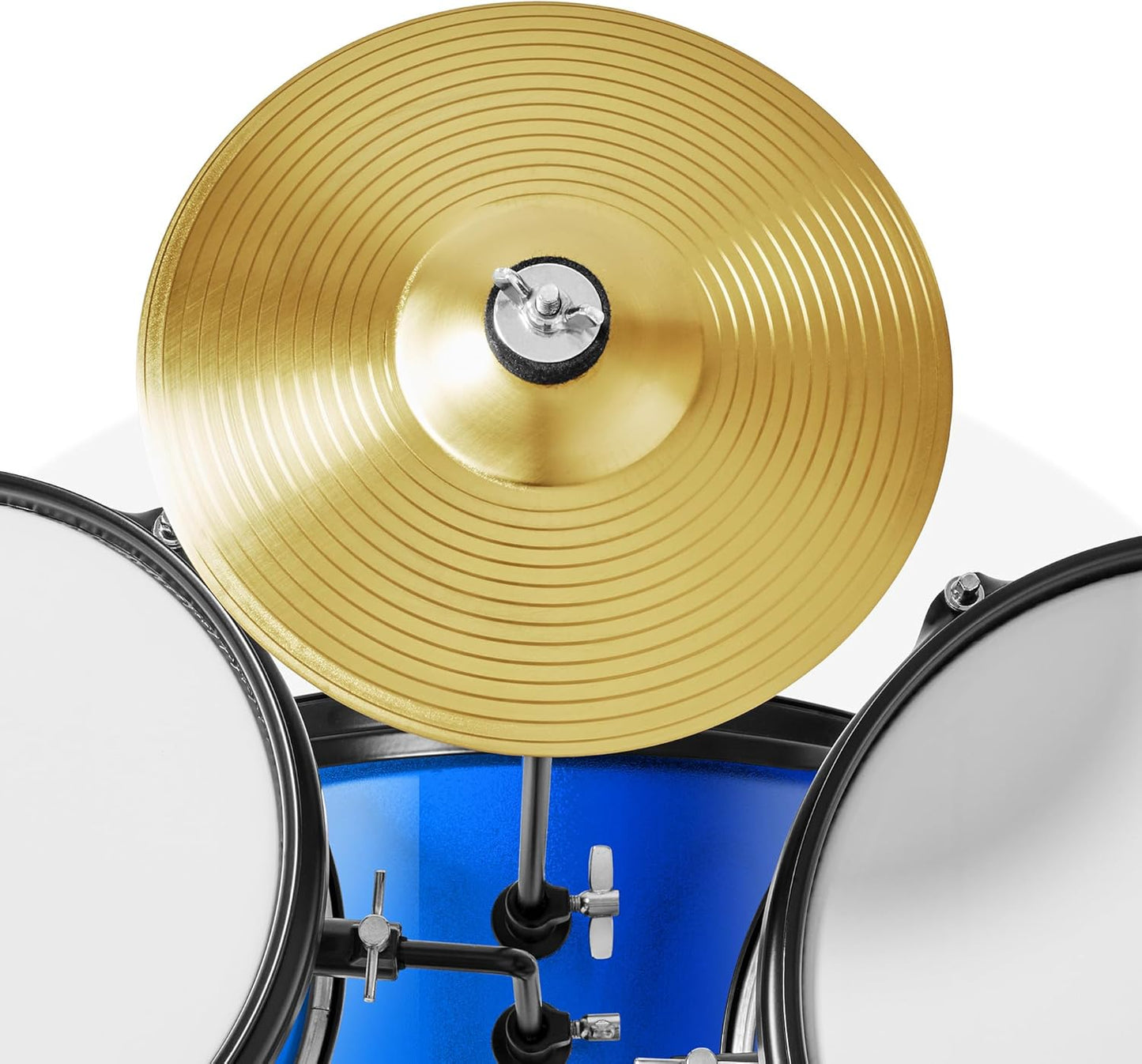 Gammon 3-Piece Junior Drum Set with Throne - Blue, Complete Beginner Kit with Bass Drum, Toms, Cymbal, Pedal, and Drumsticks