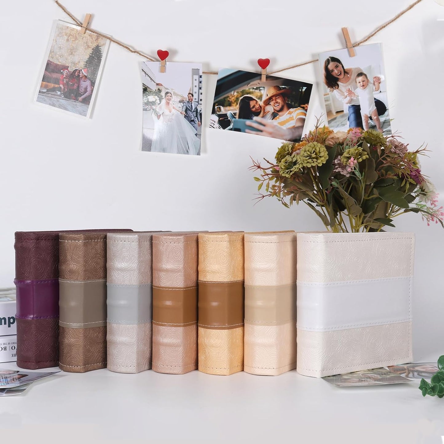 RECUTMS Photo Album 4x6 with Writing Space 100 Photos Photo Book, Leather Cover Picture Album with Memo Areas for Wedding Anniversary Family Baby Couple Valentines Graduation Travel (Grey)