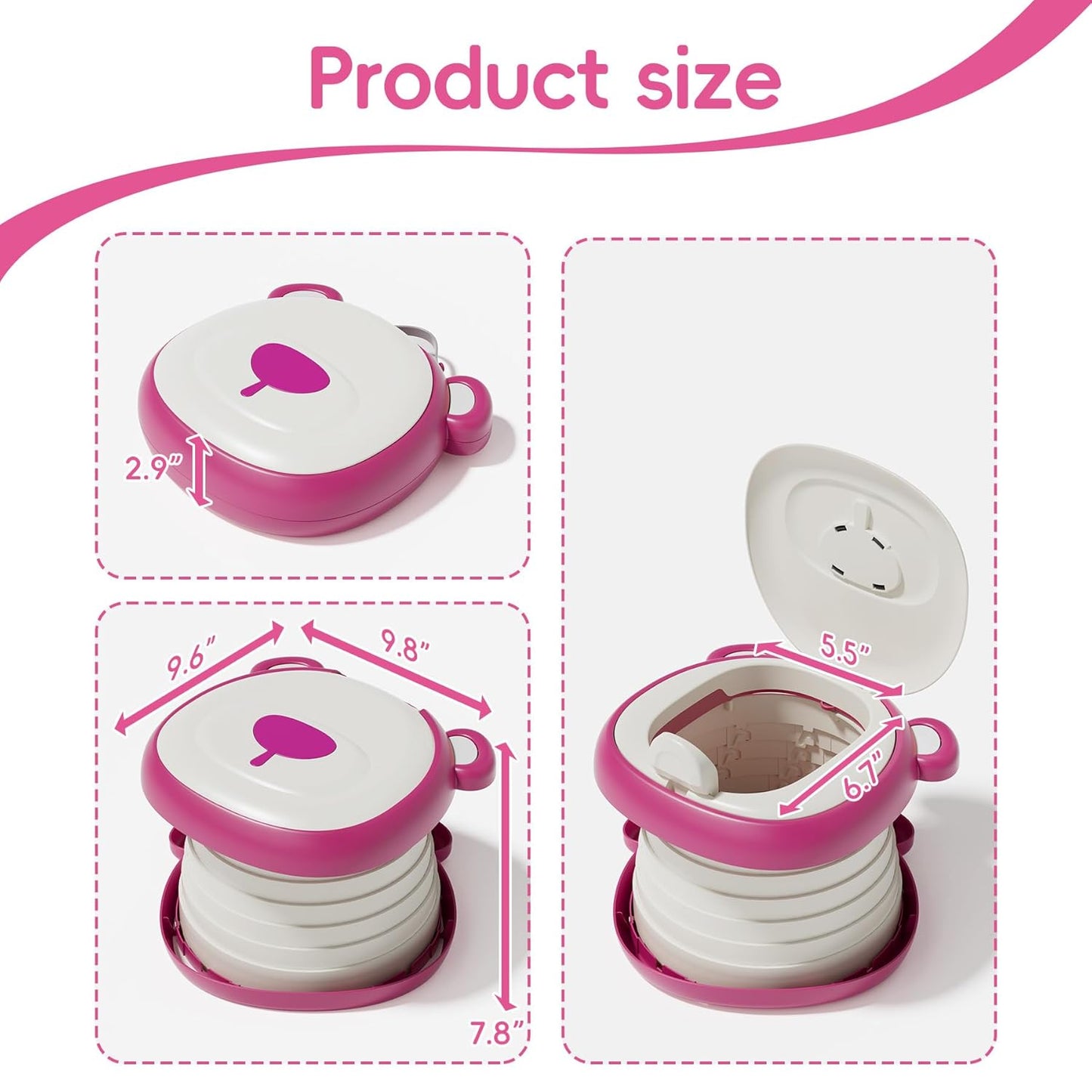 Travel Potty Seat for Toddler,Foldable Car Potty for Toddler, Portable Toilet Seat for Kids with Potty Liners, Absorbent Pads, Portable Potty Seat for Toddler Travel, Camping and Outdoor Use