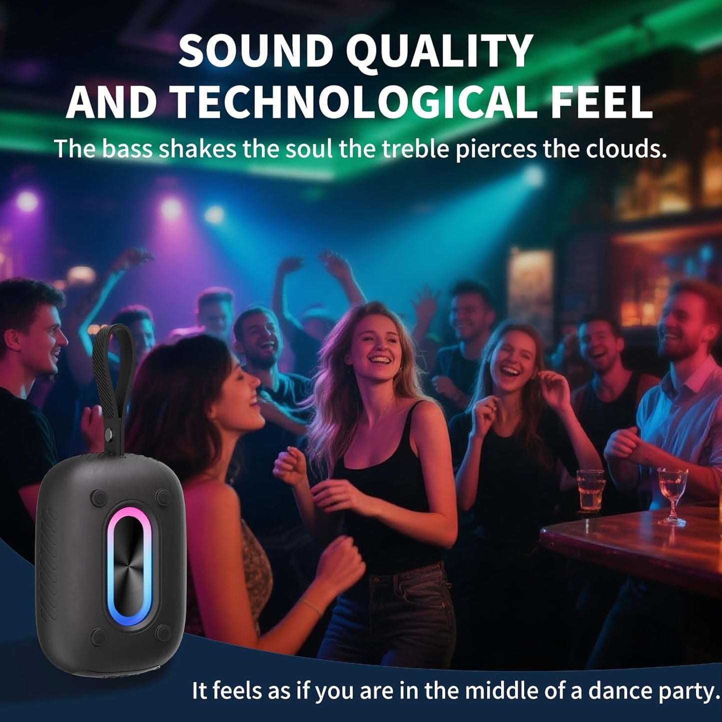 Waterproof Shower Bluetooth Speaker, Durable & Portable with Clear Sound, Ideal for Shower, Pool, Beach & Kayaking, BT 5.3 –Black