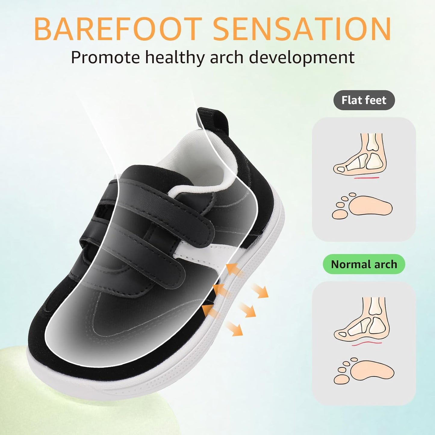 Toddler Wide Toe Box Barefoot Shoes Boys Girls Sneakers Zero Drop Kid Tennis Running Shoes Lightweight Non-Slip Comfortable Infant First Walking Shoe Outdoor Activities School