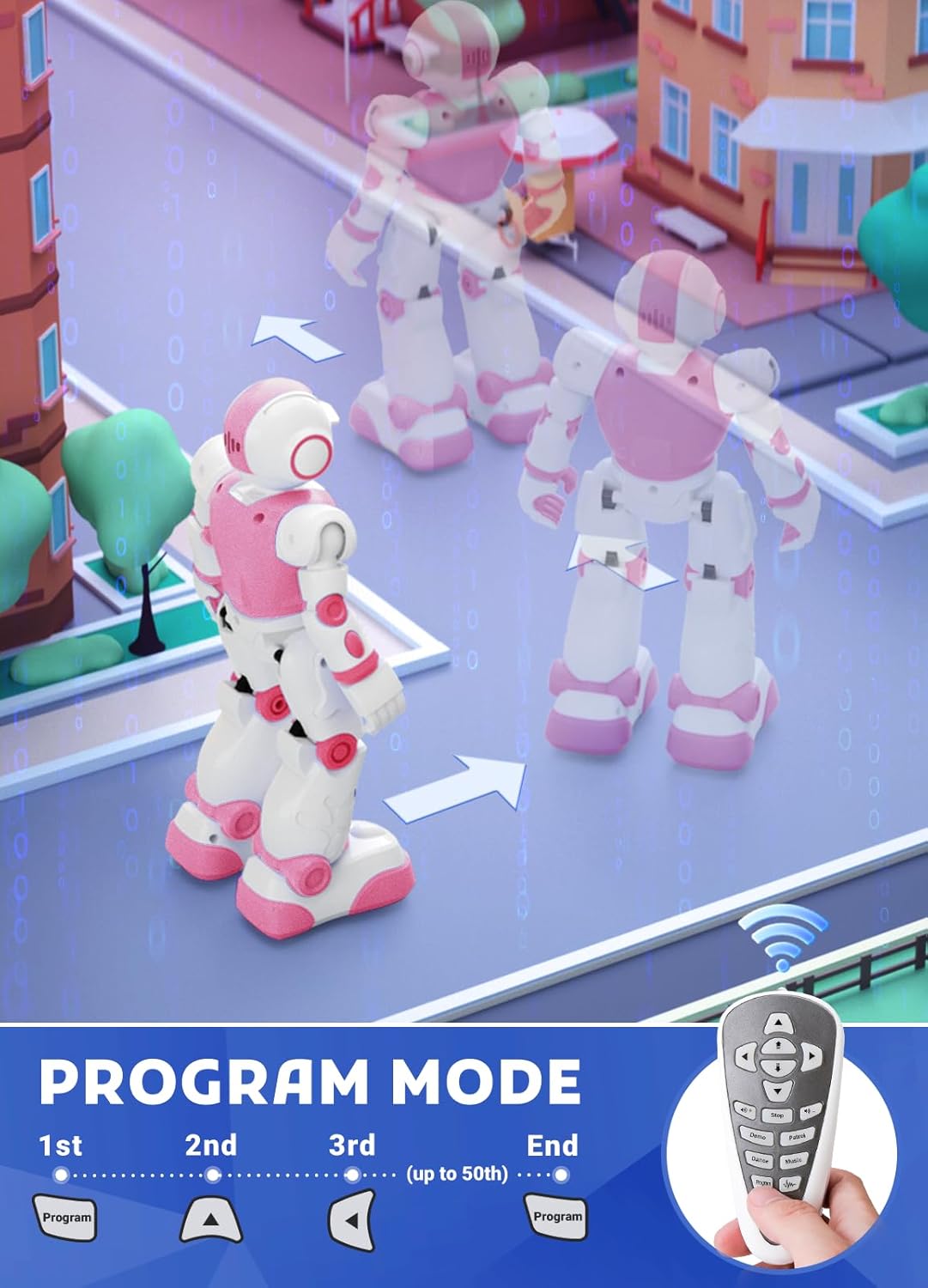 Robot Toys for Kids,Programmable Remote Control Smart Walking Dancing Robot Toy with Gesture & Sensing for Age 4 5 6 7 8 9 10 Year Old Boys for Birthday Present,Pink