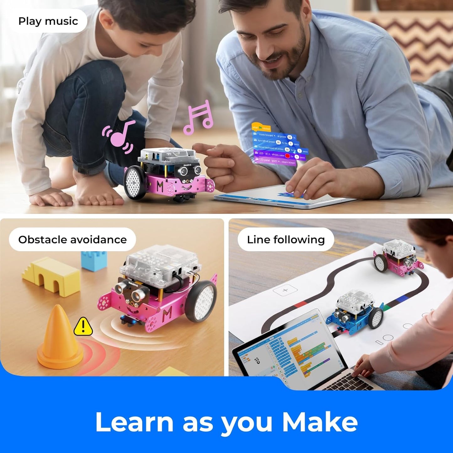 Makeblock mBot Robot Kit, STEM Projects for Kids Ages 8-12 Learn to Code with Scratch Arduino, Robot Kit for Kids, Computer Programming for Beginners Gift for Boys and Girls 8 Pink