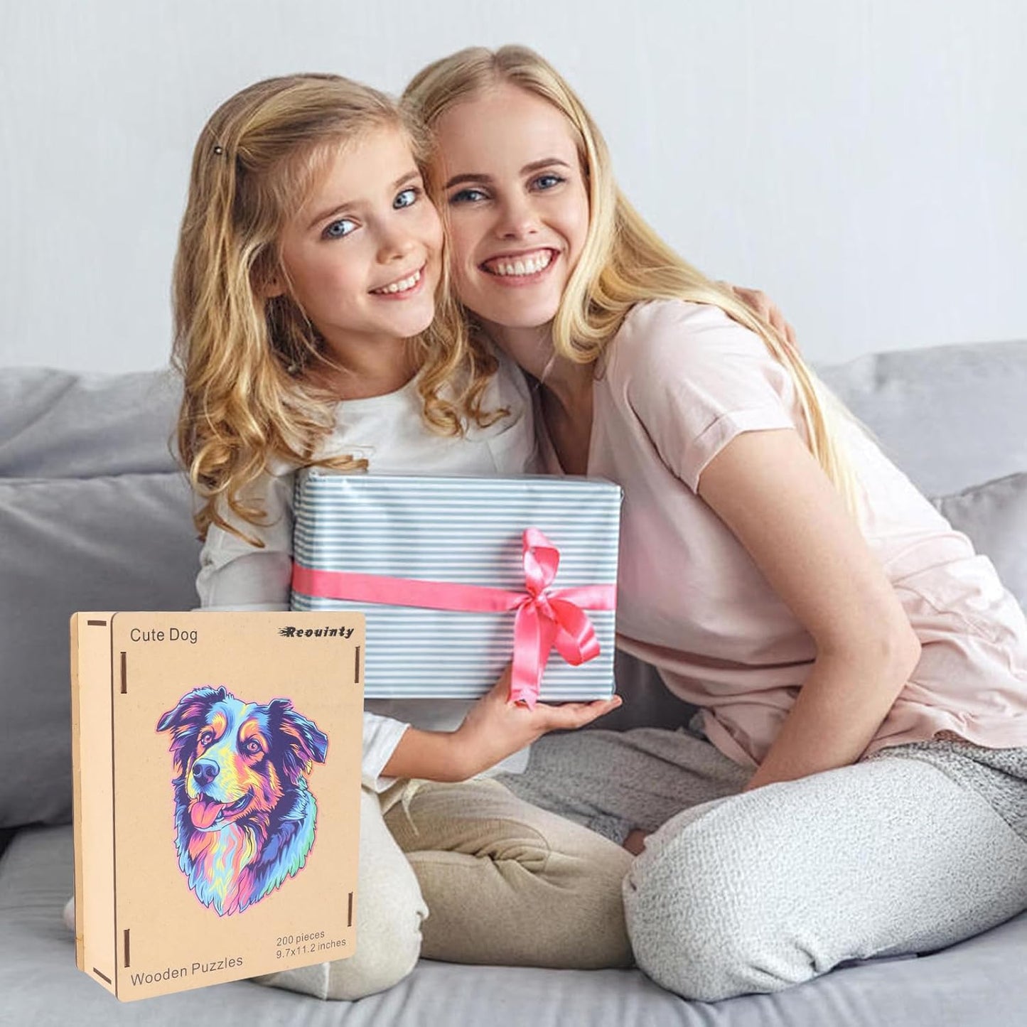 Australian Shepherd Dogs Wooden Puzzle Stained Colorful (9.7 * 11.2in-200pcs) Art Painting Wooden Puzzle for Kids Adults, Birthday Mother's Father's Day Christmas for Dad Mom Son Daughter