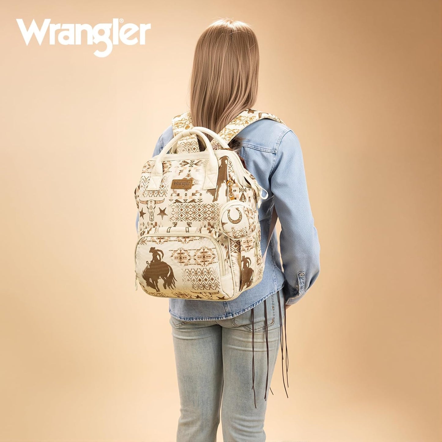 Wrangler Diaper Bag Backpacks Western Backpack Purses Multi-function Baby Bags for Mom with Waterproof Changing Pad & Pacifier Case