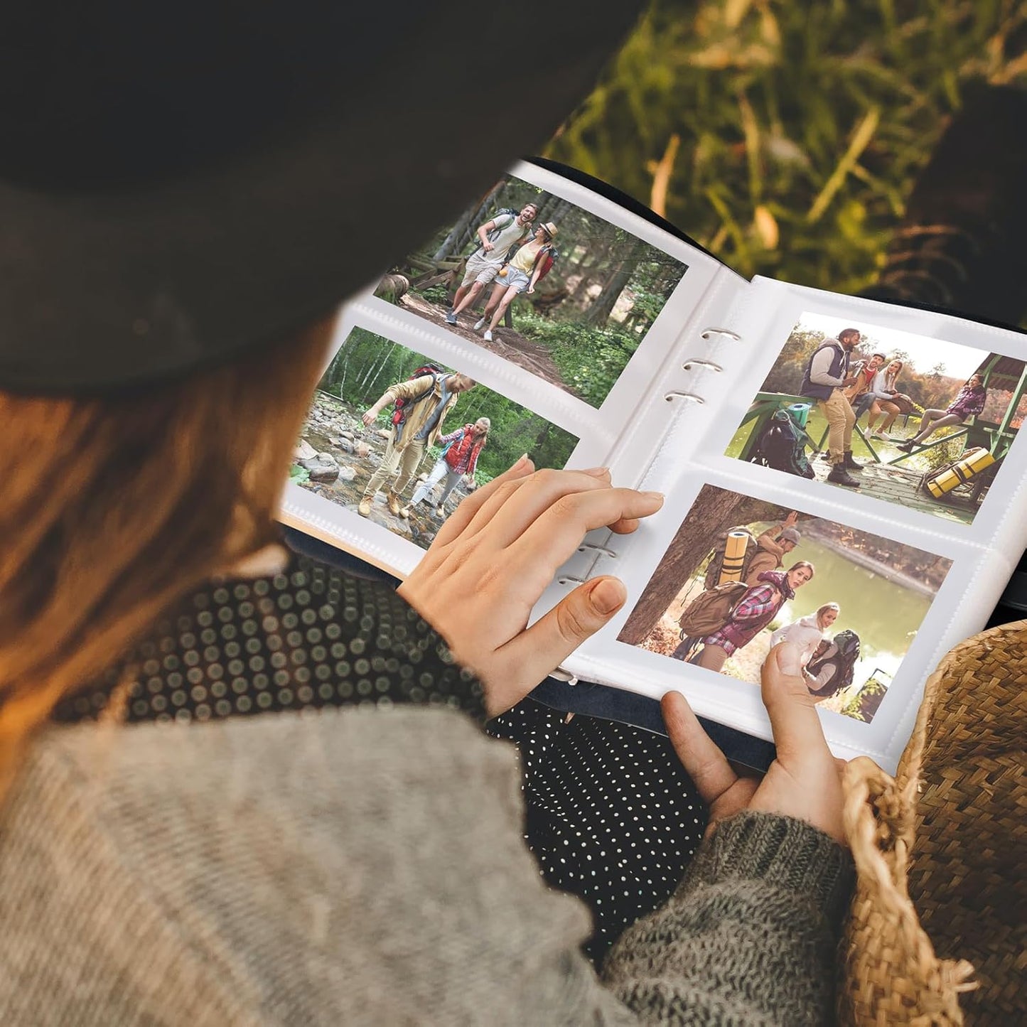 Photo Album 4x6 200 Photos, Genuine Leather Photo Albums with Writing Space with 30 Writing Paper, Travel Family Wedding Kids Graduation Ultrasound Baby Picture Album Scrapbook Photo Album(LOVE)