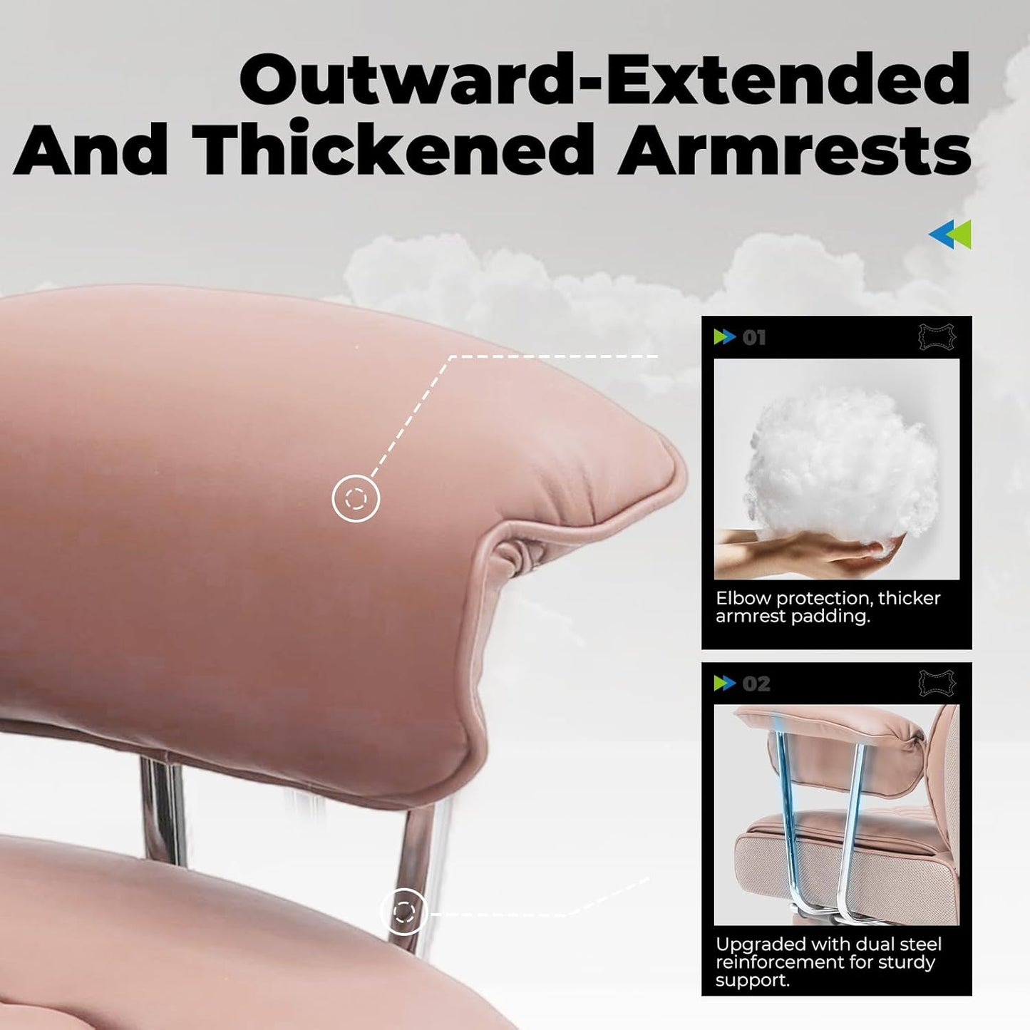 COMHOMA Big and Tall Office Chair, High Back Leather Gaming Chair with Footrest, Executive Ergonomic Office Chairs with Pocket Spring Lumbar Support and with Outward Fixed Soft Armrests