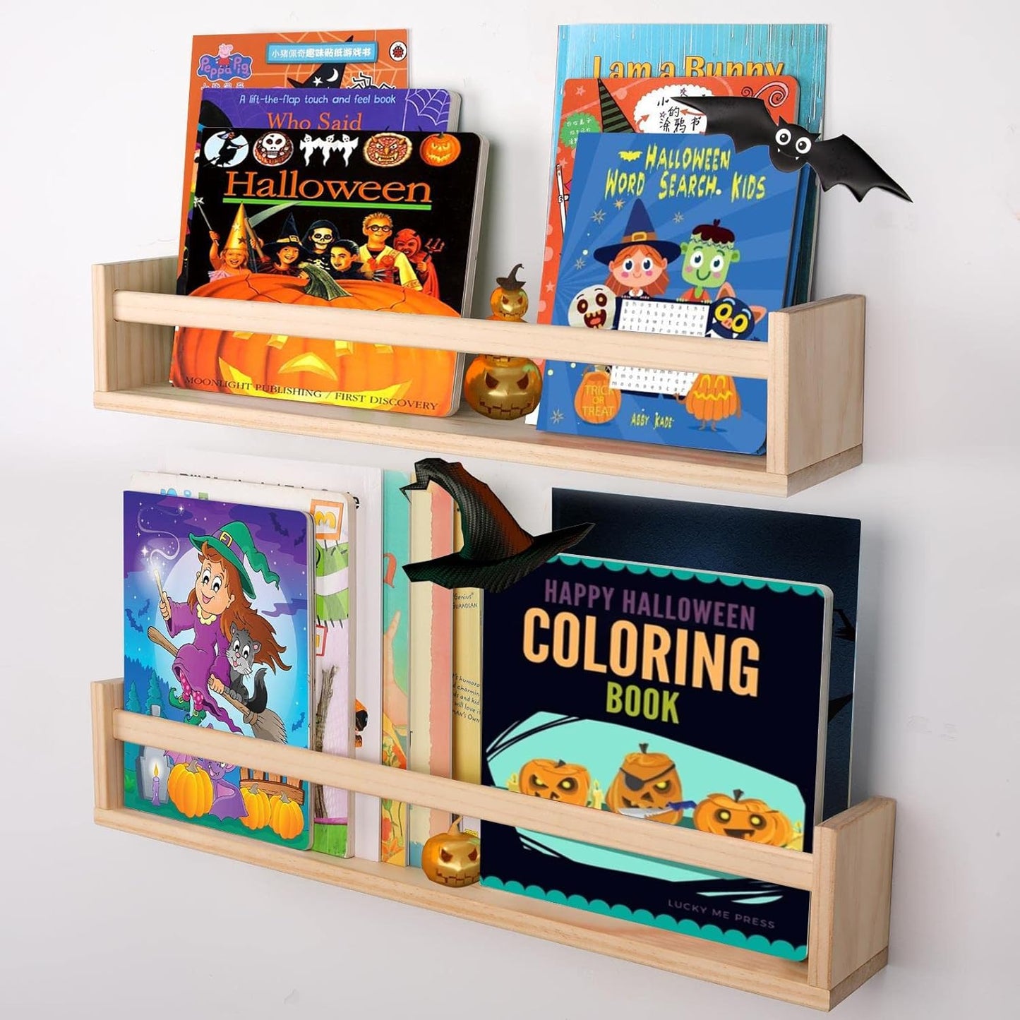 Gneric Floating Shelves for Wall, 23.6 inch Burlywood Nursery Book Shelves, Wall Shelves for Living Room Bedroom Decor,Kitchen Spice Rack,Bathroom Storage Rack(2 Pack)