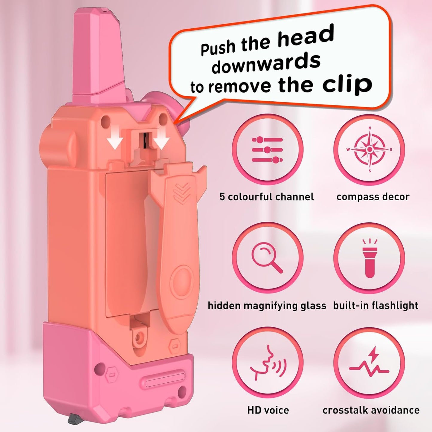 Walkie Talkies for Kids,5 Colourful Channels 2 Way Radio,Compass Flashlight and Magnifying Glass,3 Miles Long Range for Adventure Game,Outside, Camping, Hiking,Toys for 3-12 Year Old Boys Girls