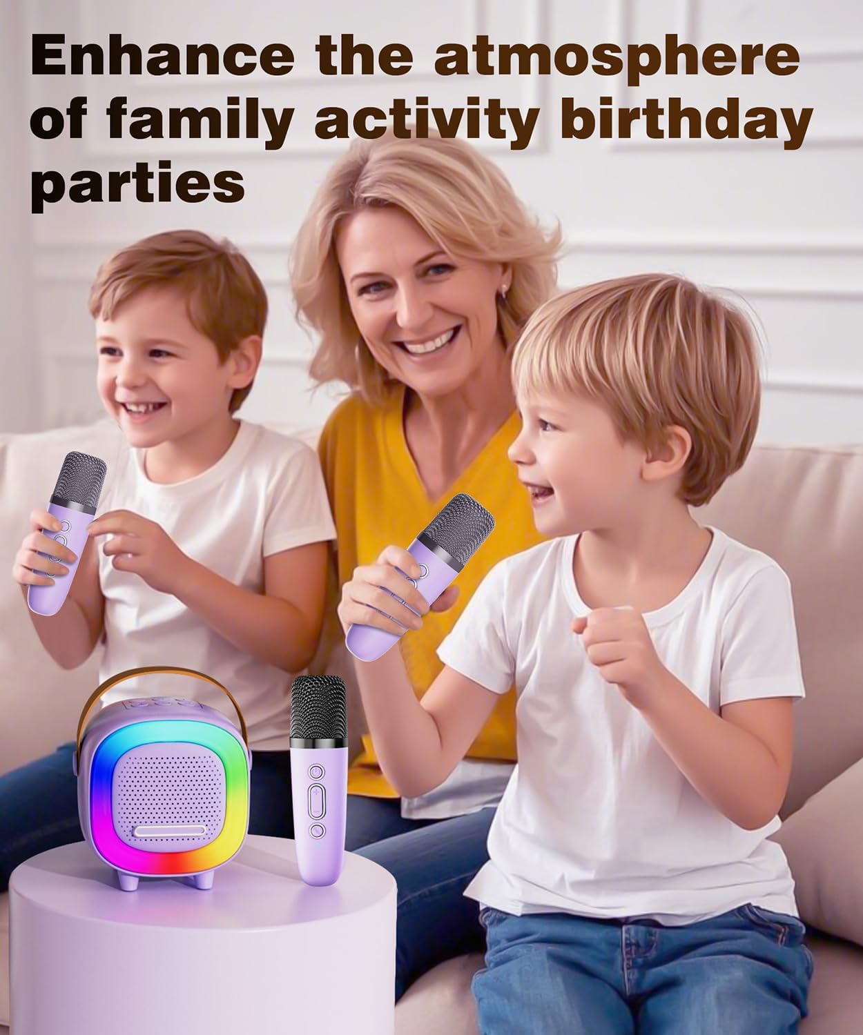 Mini Karaoke Machine Speaker for Kids Adults, Portable Bluetooth with 1 Wireless Microphones, Children's Day Birthday Gift Ideas for Toys for Teens Boys and Girls Aged 4, 5, 6, 7, 8, 9, 10, 11, 12+