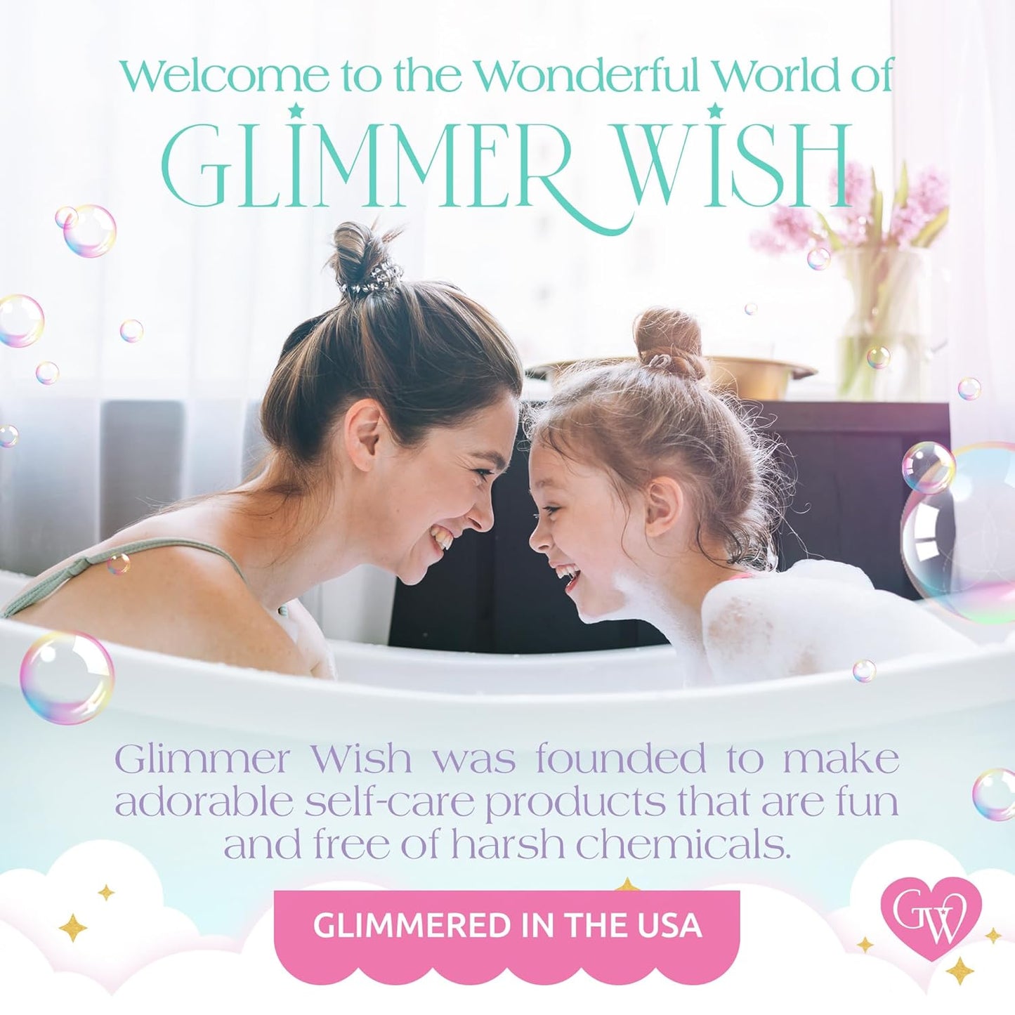 Glimmer Wish Mermaid Kids Body Wash, Gentle Cleanser and Moisturizing Sulfate Free Body Wash, Skin Care for Kids, Tropical Beach Scent, 12 Fl Oz