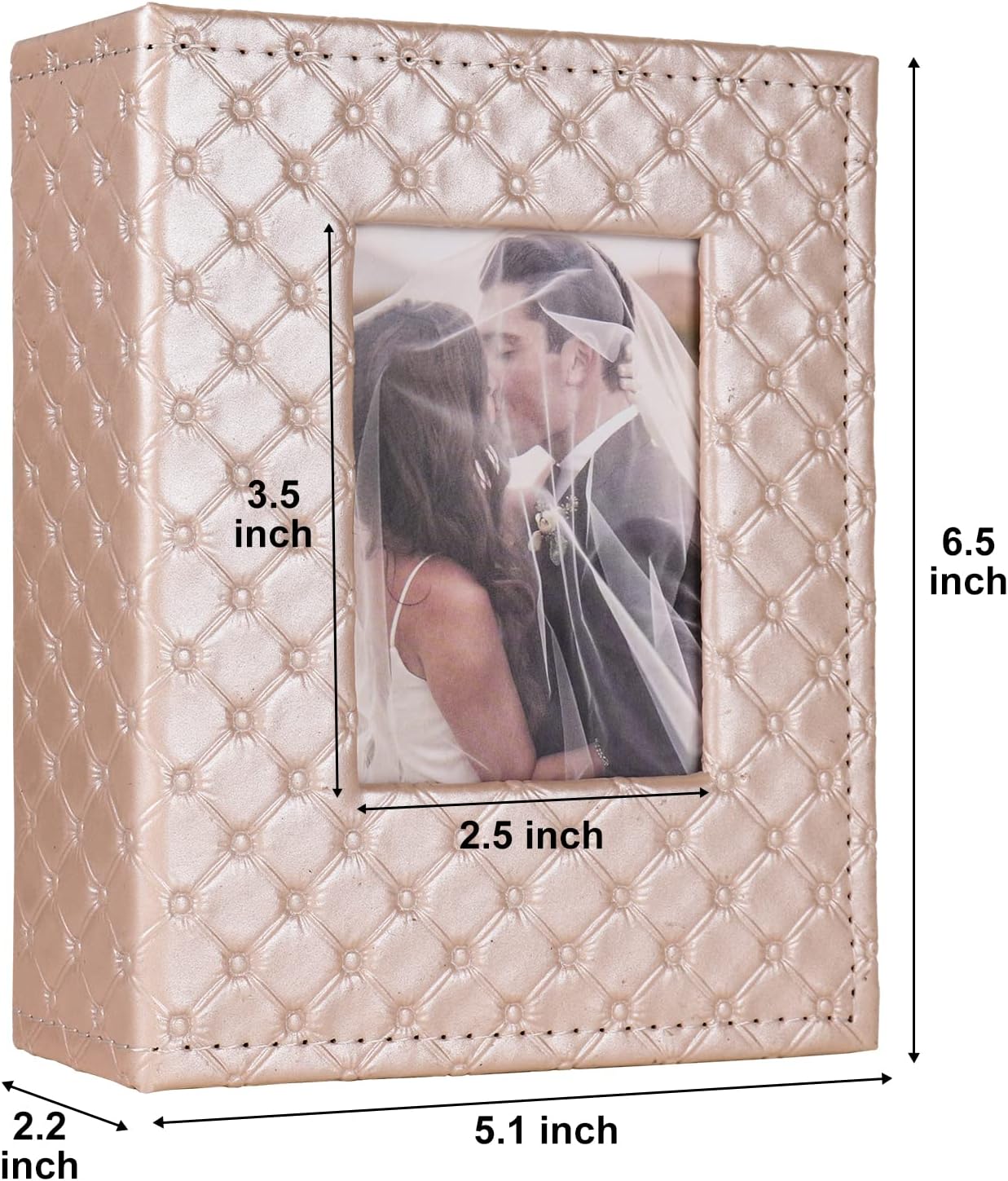 RECUTMS Photo Album 4x6 100 Pockets Photos, Button Grain PU Leather Photo Books Small Picture Album for Baby Family Wedding Christmas Photo Albums Holds 100 Vertical Photos (Pink)