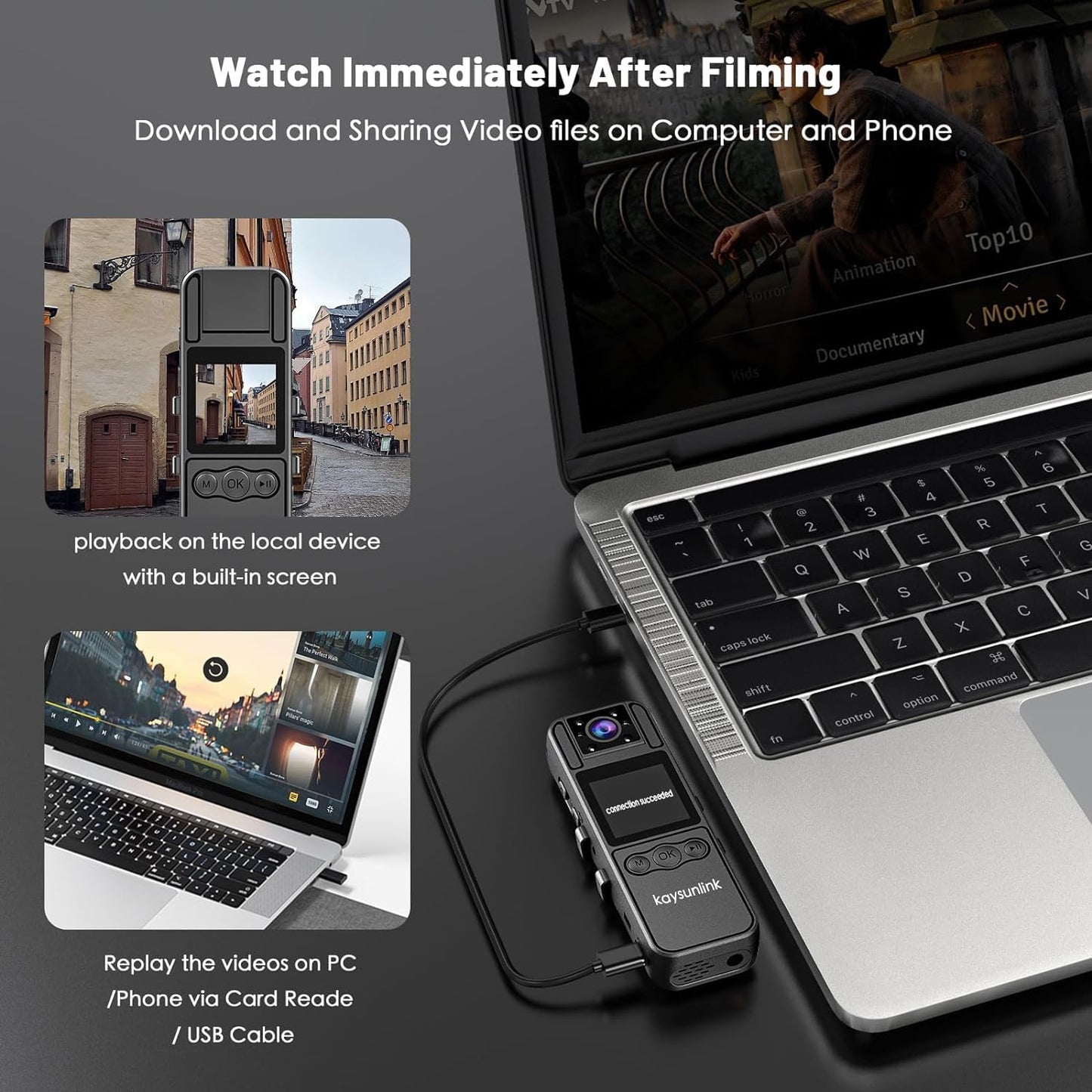 Body Camera with 1.4” Screen Audio and Auto Video Night Vision 1440P UHD Mini Police Wearable Body Worn Cam Portable Small Personal Camcorder Sport Action Outdoor Video Recorder (2K-128GB)