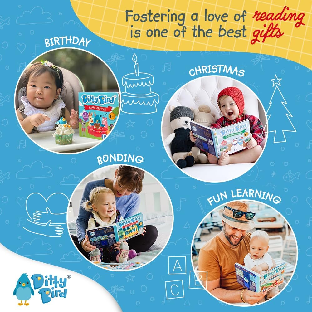 Ditty Bird Animal Songs Book for Toddlers β Interactive Sound Book with Baby Shark & More | Musical Board Book for 1-3 Year Olds | Fun, Realistic Animal Sounds | Sturdy Sensory Book for Baby