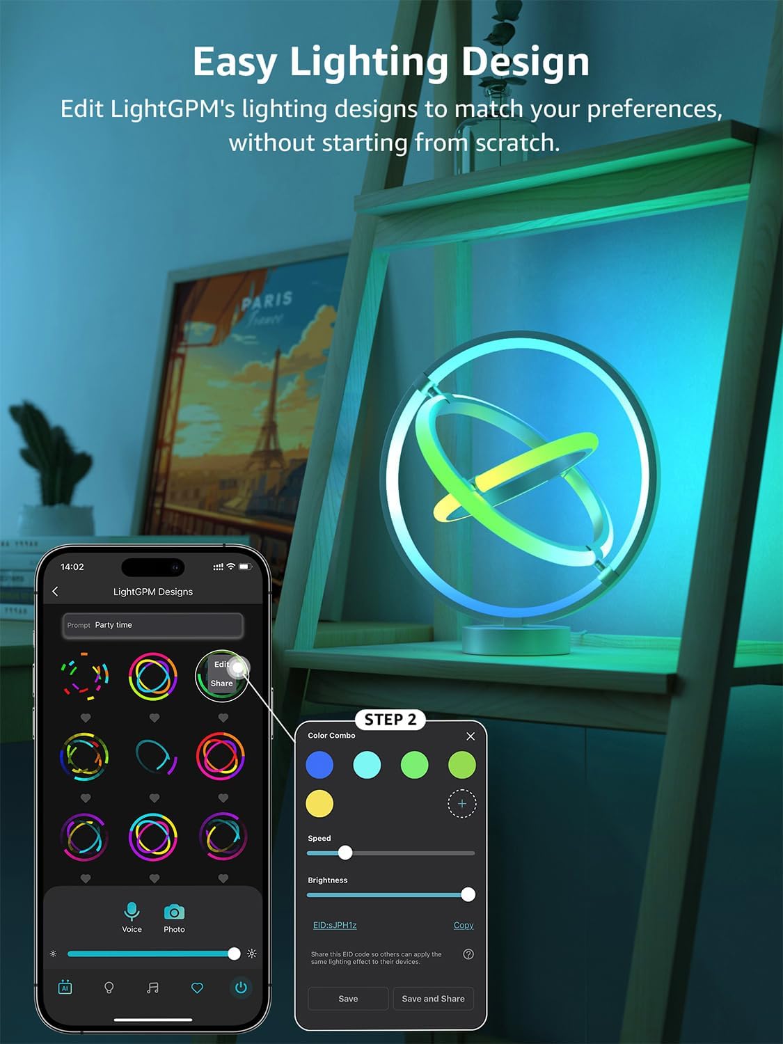 Lepro TB1 AI Smart Table Lamp, RGB+IC Addressable Color Changing Desk Light Alexa Google Enable, Music Sync Unique Cool LED Lamps for Game Room Decor Ambient Lighting, APP Control No Remote, 2.4 GHz