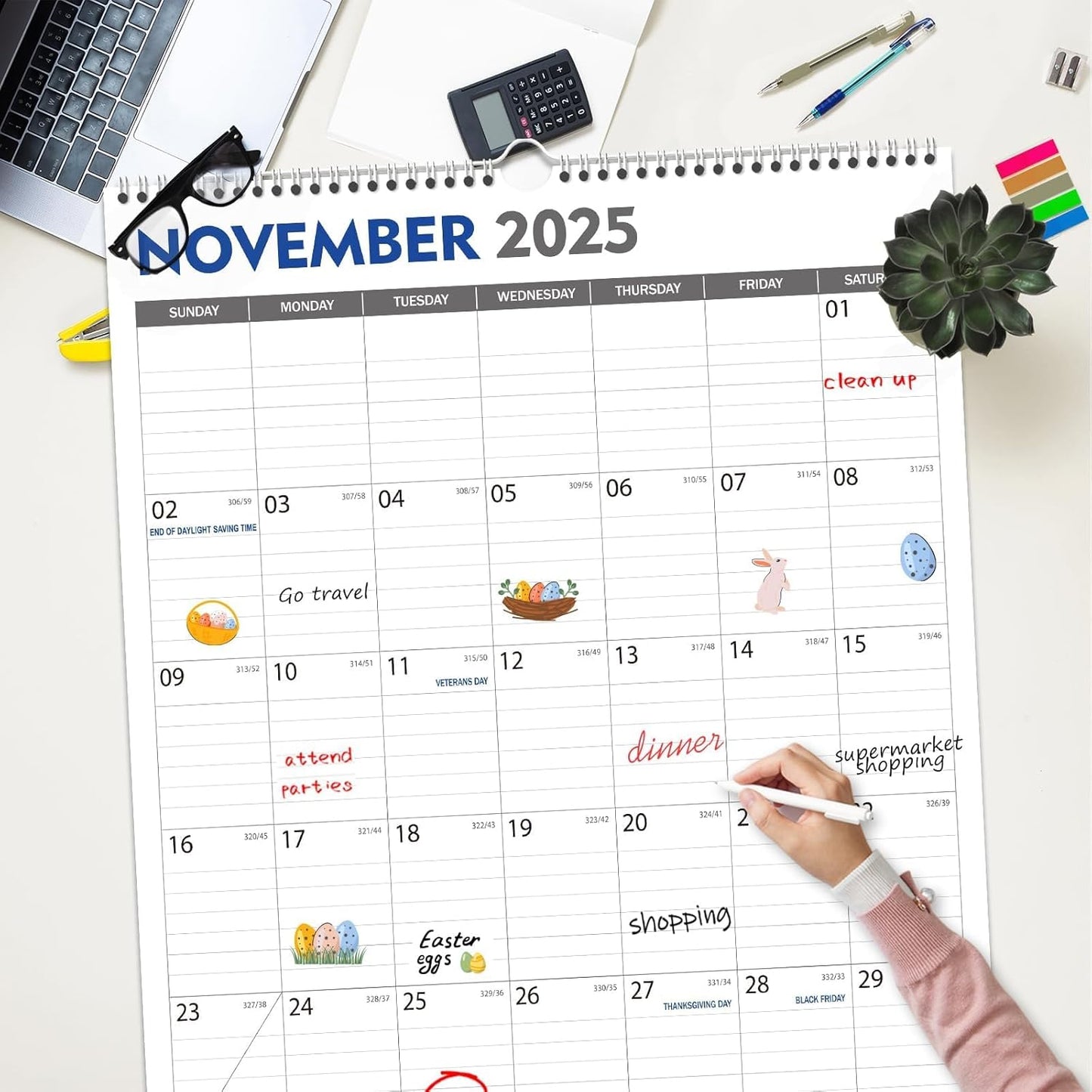 GuassLee Extra Large Wall Calendar 2025-26, 20"x 30" Gaint Vertical Wall Calendar 2025, Jun. 2025 to Dec. 2026, 19-Month Paper Hanging Planner Wall with Julian Date for Office Home