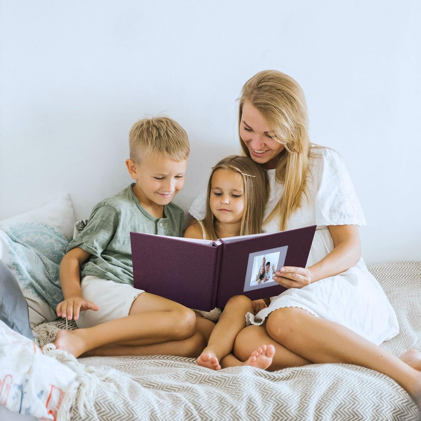 Photo Album Self Adhesive Pages Scrapbook Large Magnetic Photo Albums with Sticky Pages Scrapbooks for Wedding Baby for 4x6 5x7 8x10 Picture Photo Books 13.2x12.8 Purple 60 Pages