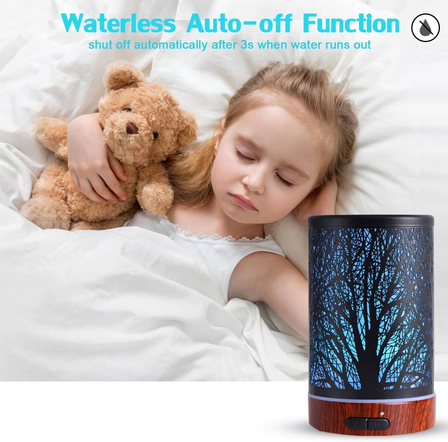 Essential Oils Diffuser for Home,150ML Aromatherapy Diffuser,Birthday Gifts for Women mom,Metal Cool Mist Humidifier with 7 Colors Lights Waterless Auto Off Air Diffusers(Tree)