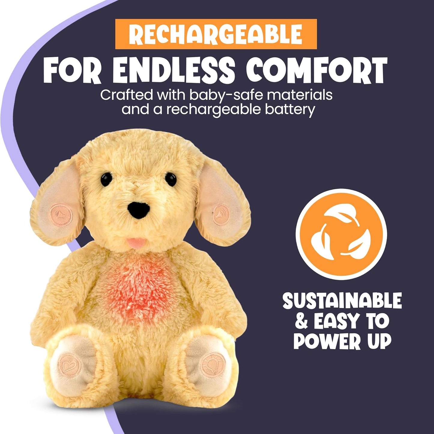 Gemma Joy Bedtime Baby Soothers for Sleep, Cry Activated Heartbeat Stuffed Animal for Baby, Newborn, Calming Light, Lullaby Music, White Noise, Shush and Mother’s Heartbeat - (Puppy, Rechargeable)