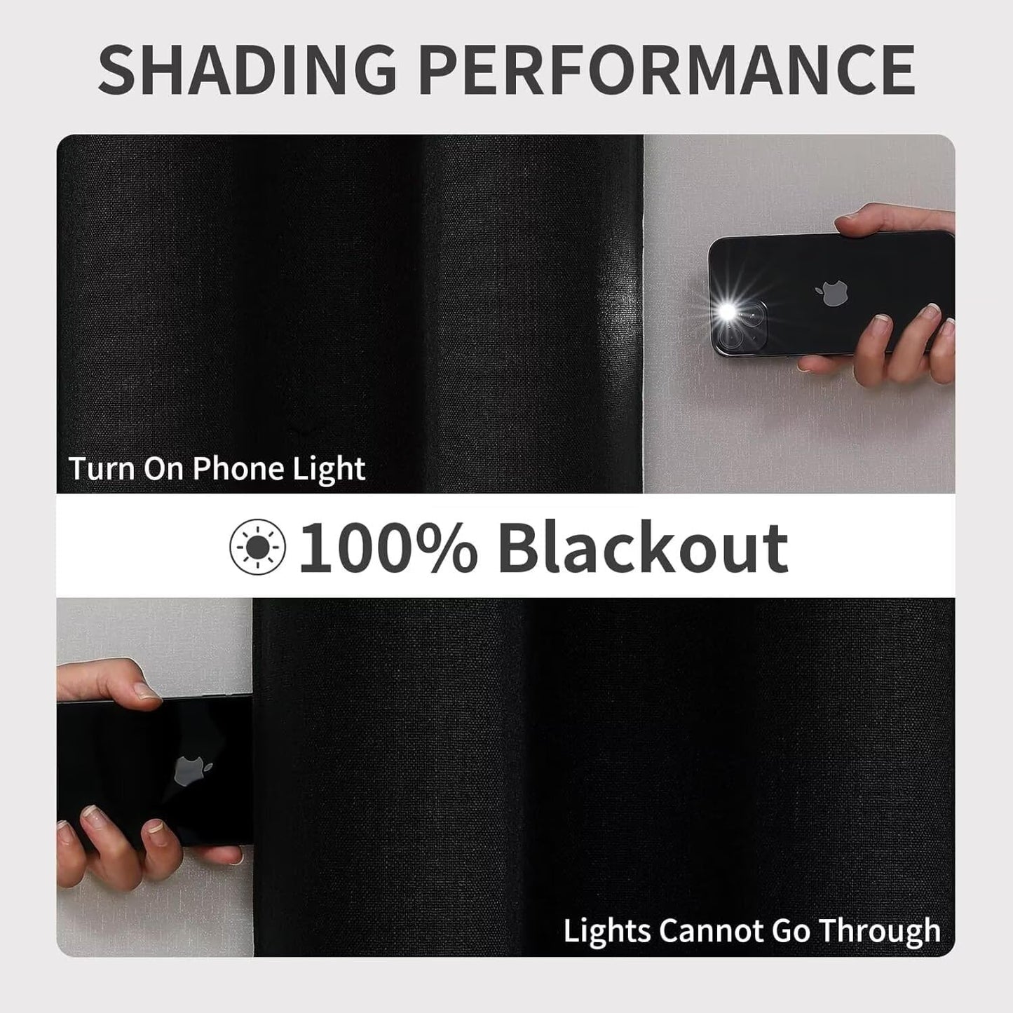 Joydeco Blackout Curtains 96 Inch Length, 1 Panel for Bedroom, Thermal Insulated Linen Black Out Curtains with Grommets (100x96)