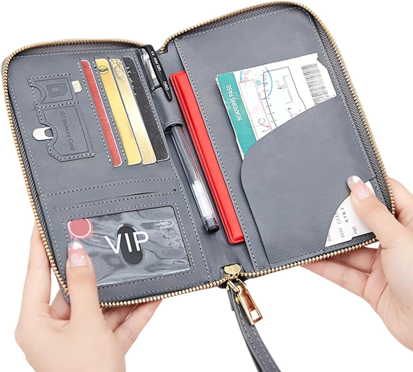 Leather RFID Blocking Passport Holder Travel Wallet, Passport Cover/Travel Wallet for Women/Men with