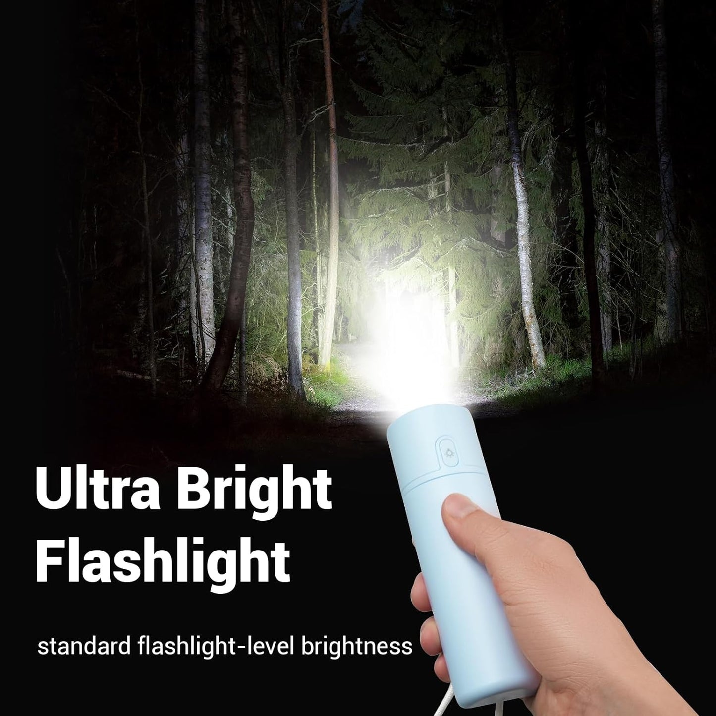 Airluxe Mini 3-in-1 Portable Fan Rechargeable- Handheld Fan with 35-Hour Battery Life, Fast Charging Power Bank&Flashlight- Personal Fan for Travel, Vacation, and Festival Essentials Blue