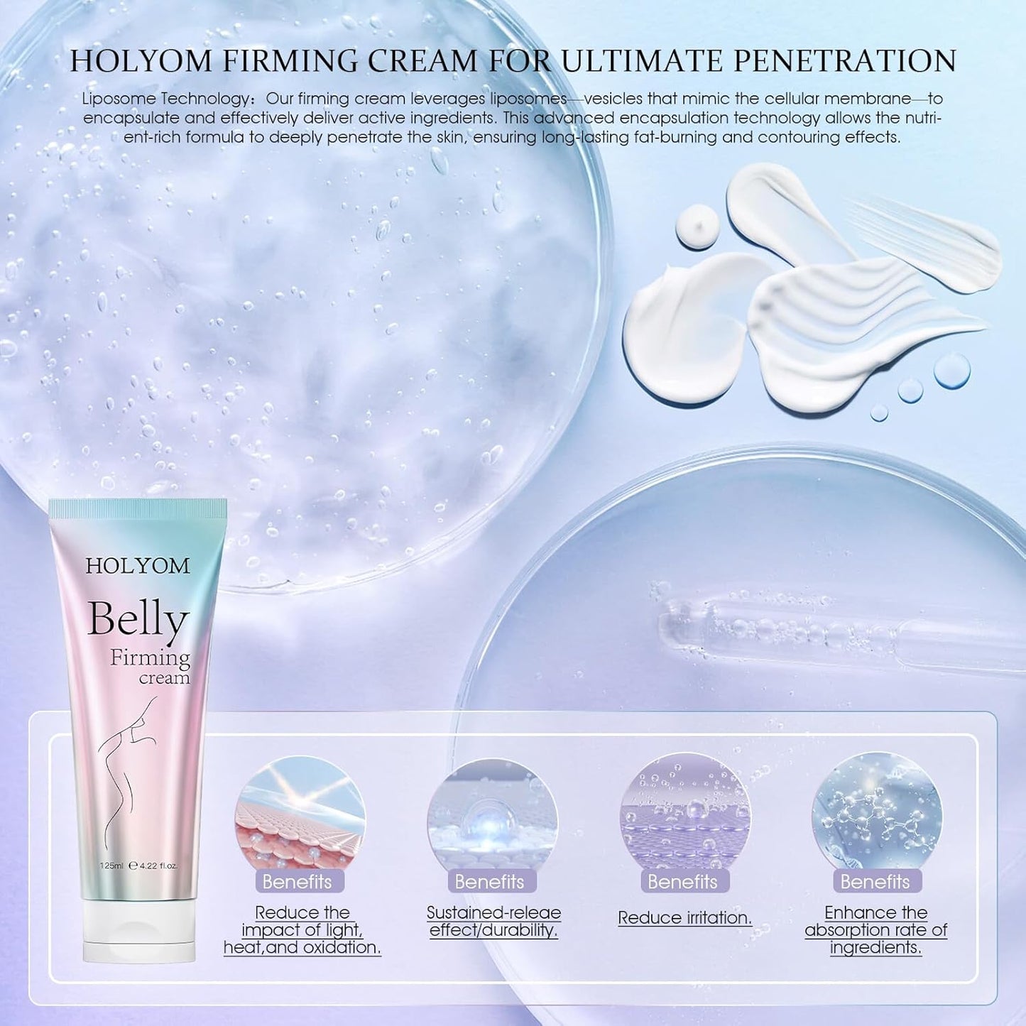 B Flat Belly Firming Cream: Premium Skin Tightening & Moisturizing for Stomach, Women Body Lotion for Firmness and Lift of Thighs & Butt - Pregnancy Skin Firming - 4.2 Fl Oz