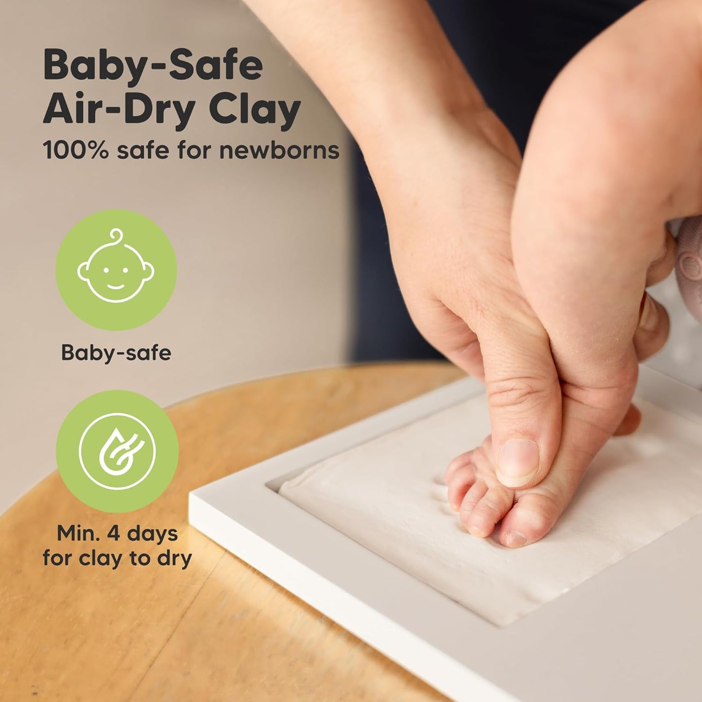 Baby Hand and Footprint Kit - Clay Handprint Keepsake Frame, Newborn Nursery Picture Frame, Personalized New Mom Gifts for Baby Shower & Registry (Barnwood)