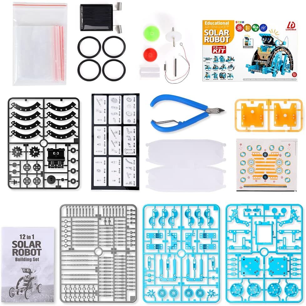 Lucky Doug 12-in-1 STEM Solar Robot Kit Toys Gifts for Kids 8 9 10 11 12 13 Years Old, Educational Building Science Experiment Set Birthday for Kids Boys Girls