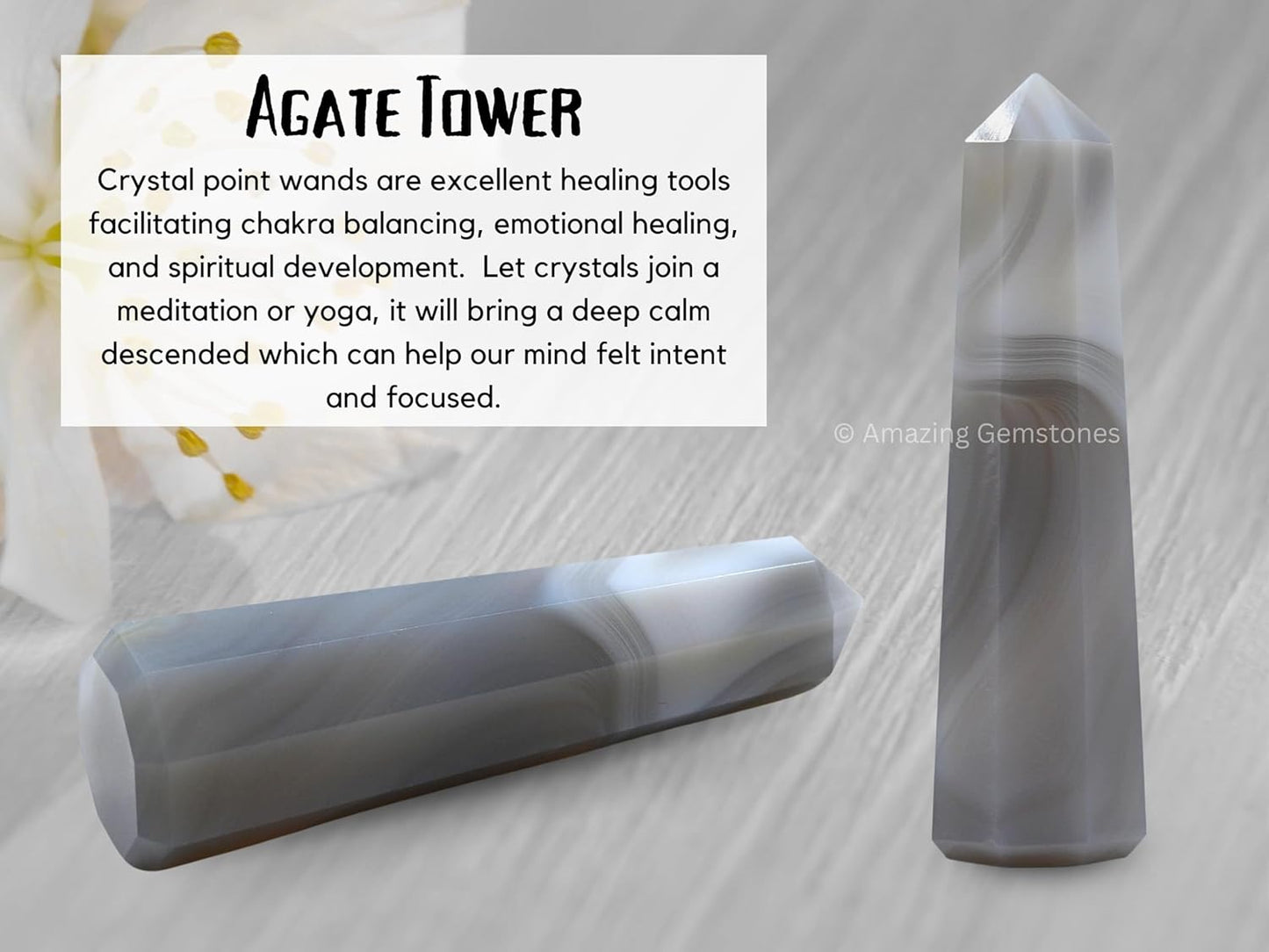 Amazing Gemstone Agate Crystal Towers ~ Natural Healing Crystal Point Obelisk for Reiki Healing and Crystal Grid (3 to 4 INCH)