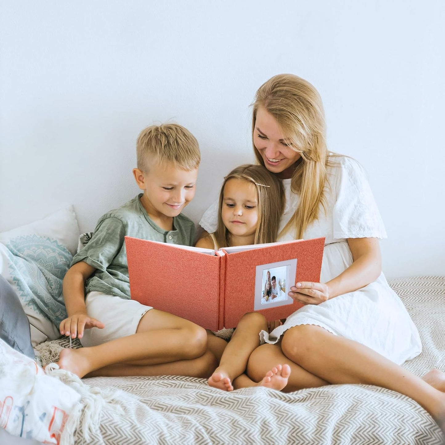 Photo Album Self Adhesive Pages Scrapbook Large Magnetic Photo Albums with Sticky Pages Scrapbooks for Wedding Baby for 4x6 5x7 8x10 Picture Photo Books 11x10.6 Orange 60 Pages