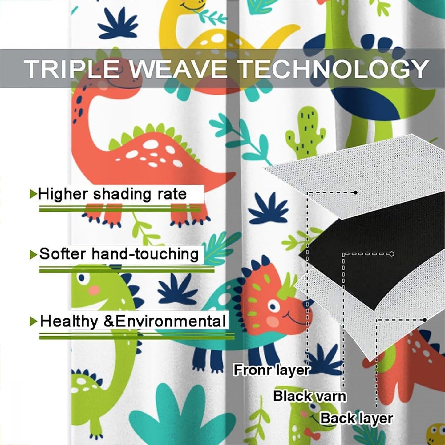 Rustic Dinosaurs Curtains Colorful Dino Kids Boys Cartoon Cute Cool Funny Decor Printed Blackout Rod Pocket Window Drapes for Living Room Bedroom W21xL45in 2 Panels