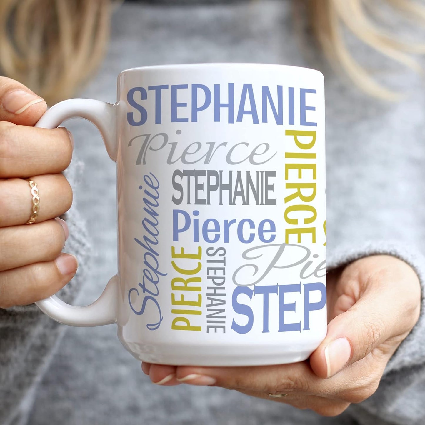 Let's Make Memories Personalized Your Name Signature Mug - Custom 15oz Coffee Mug - Stocking Stuffer - For Christmas -Red/Blue