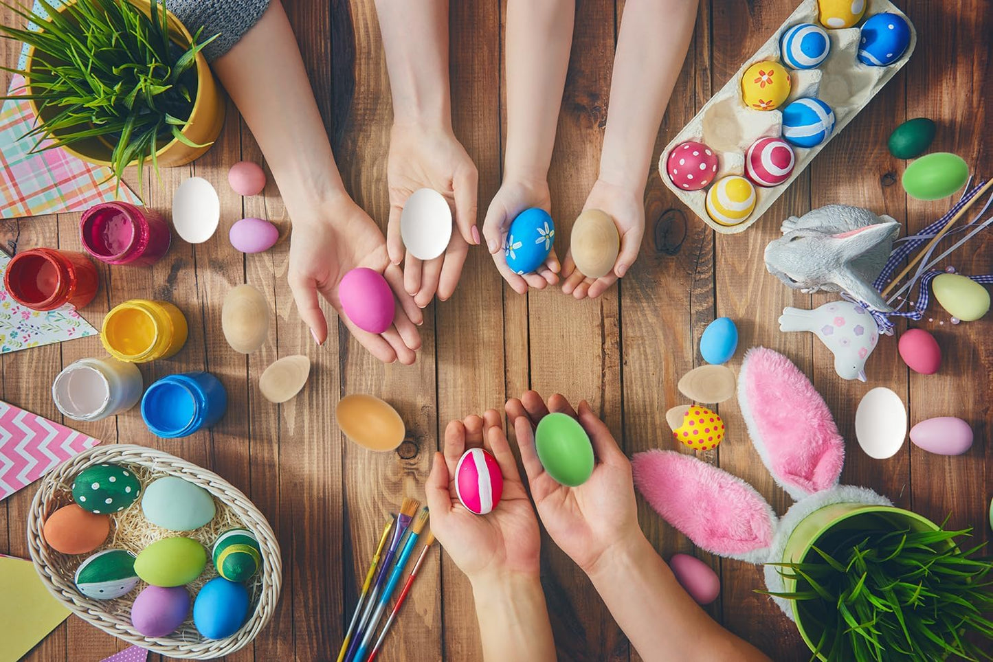 Wooden Fake Eggs, Life Size Brown Eggs Perfect for Easter Crafts, Décor and Egg Hunts, 2.3" Inches (6-Pack)