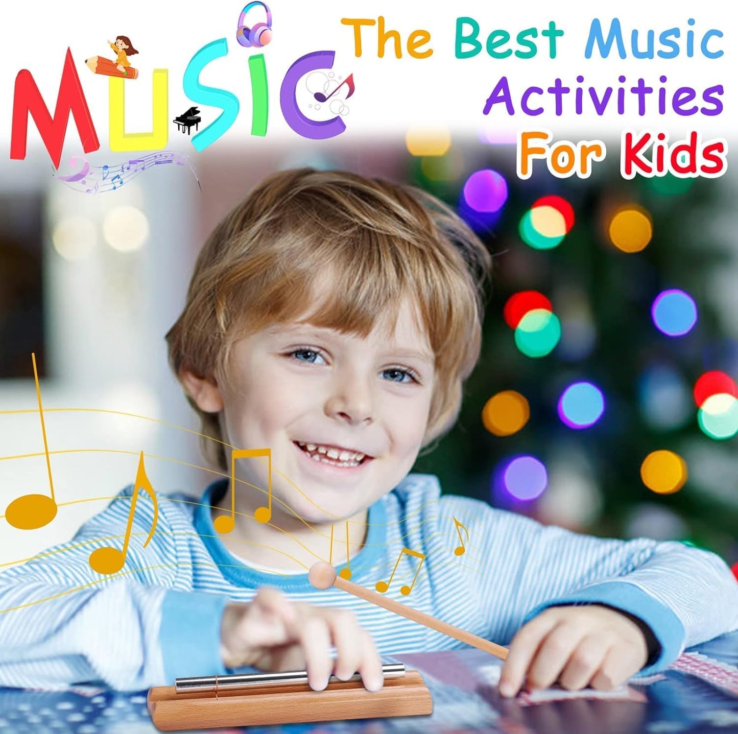 LOOIKOOS Toddler Musical Instruments, Eco Friendly Music Set for Kids Preschool Educational, Natural Wooden Percussion Instruments Musical Toys for Boys and Girls with Storage Bag