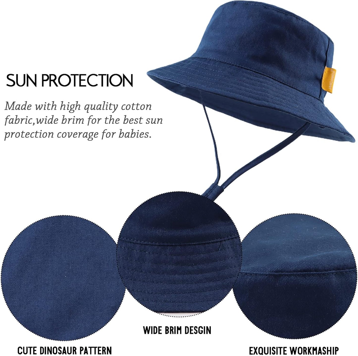 JANGANNSA Cotton Baby Sun Hat Infant Toddler Boys Girls Bucket Hats Summer Sun Protection Kids Beach Caps