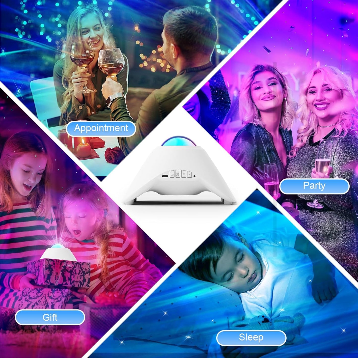Galaxy Projector, Star Night Light Projector with Bluetooth Connection for Music and Timer and Remote Control for Kids Adults Bedroom Party Bar Decoration (White)