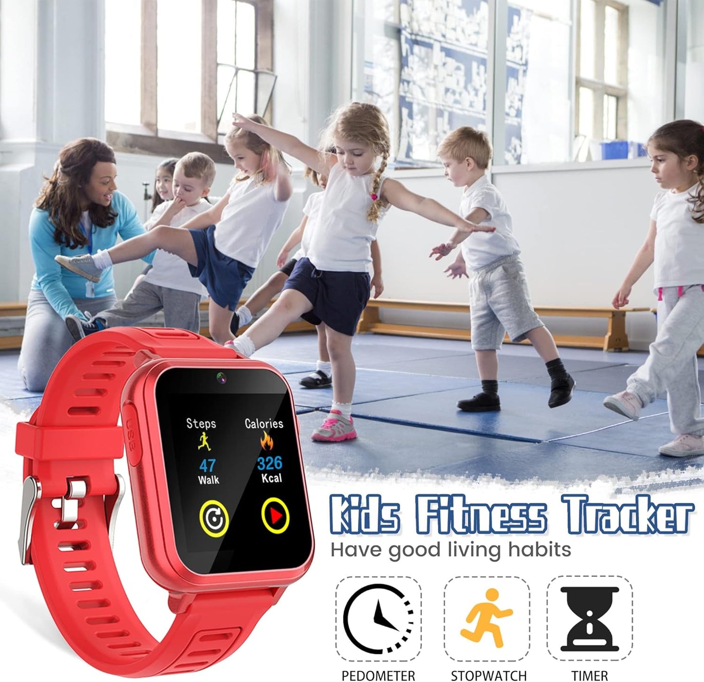 Smart Watch for Kids - Kids Smart Watch Girls Boys Gifts for 4-12 Years Old with 24 Games Camera Video Music Player Flashlight Alarm Clock Pedometer Birthday for Boys Girls Age 6 7 8 9