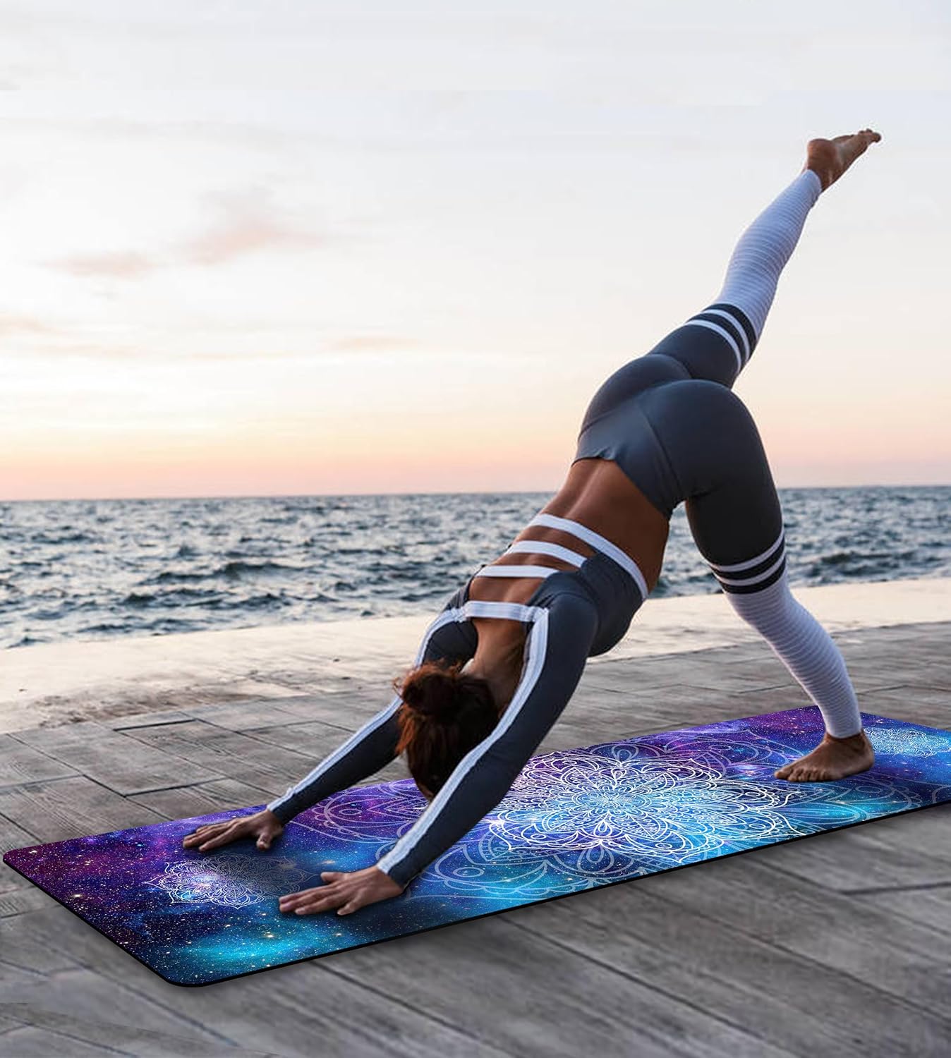 Non Slip Yoga Mat TPE Workout Mat for Men Women, Thick Workout Mat with Carrying Strap, Fitness Mats for Exercise, Yoga, Fitness, Pilates, Floor Workouts (72" x 24" x 6mm)