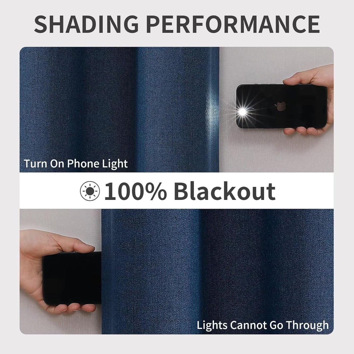 Joydeco Custom Denim Blue Textured Total Blackout Curtain for Bedroom and Living Room. Grommet Textured Thermal Insulated Room Darkening Curtain 1 Panel (Custom Size and Color)