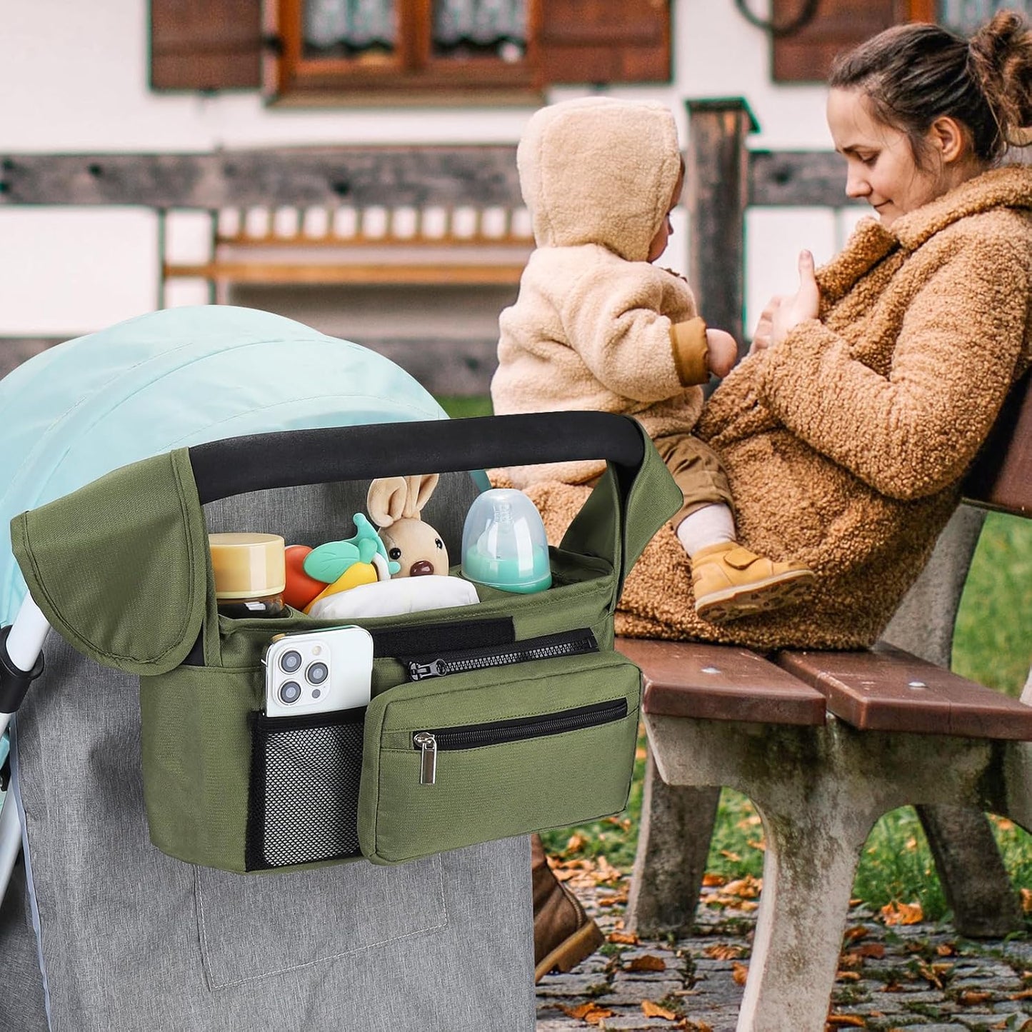 Accmor Universal Stroller Organizer with Insulated Cup Holder Detachable Phone Bag and Shoulder Strap,Stroller Bag Caddy Organizer Fits for Uppababy, Baby Jogger, Britax Strollers