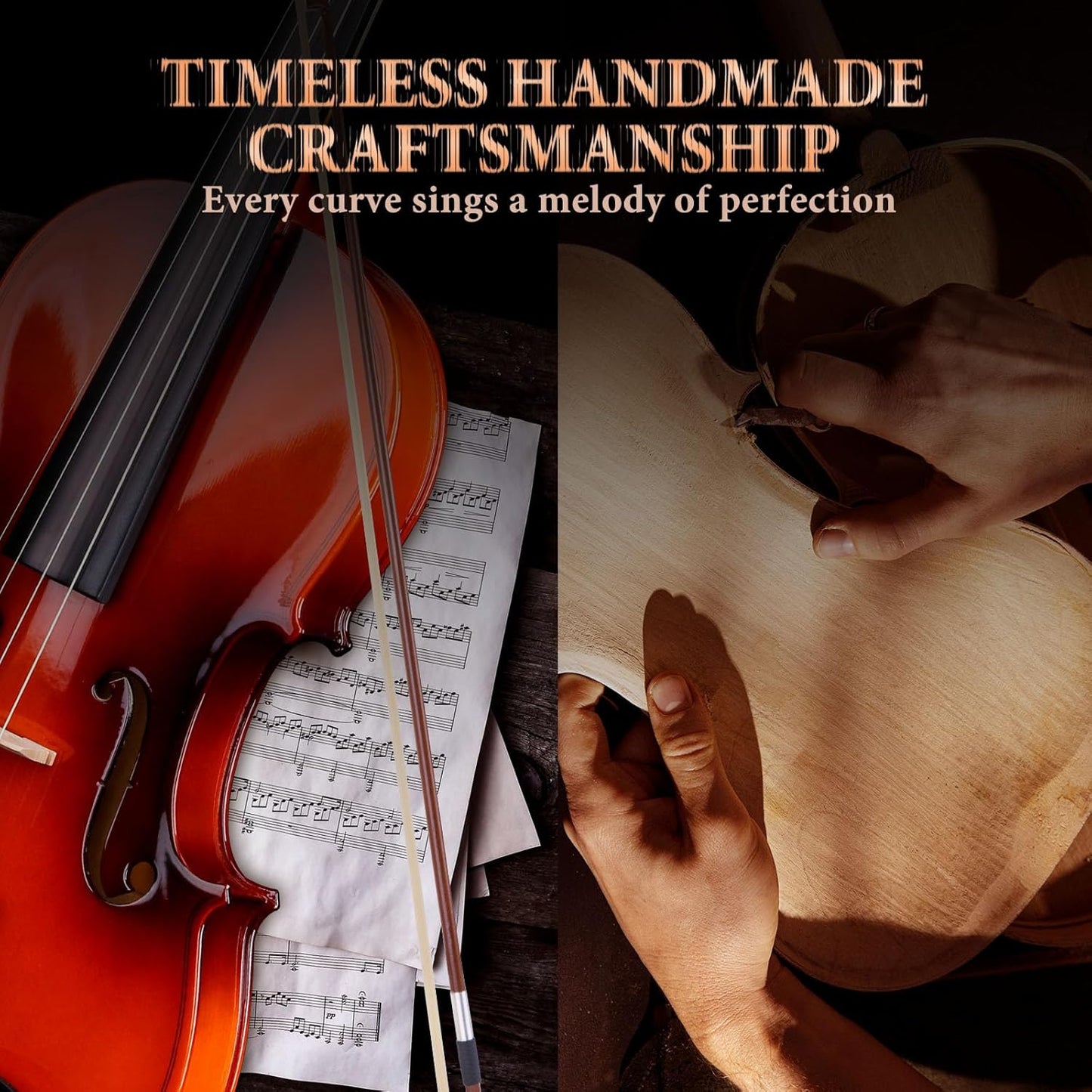 Allset Violin Fiddle Set: 4/4 Polished Violin Kit for Beginners, Acoustic Violin with Hard Case, Solidwood Handmade Starter Kit with Bow, Rosin, Shoulder Rest, Tuner, Strings-Burgundy