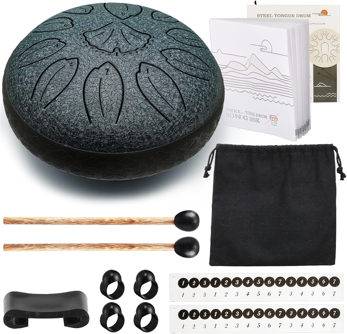 Steel Tongue Drum Percussion, 6 Inch 11 Notes Musical Instruments, Music Gifts for Family Friends (Navy)